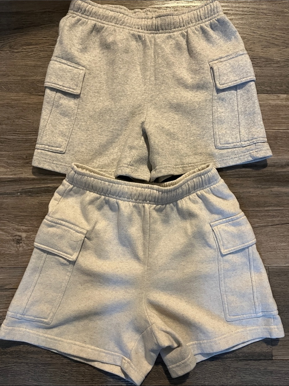 Women's Light Gray Cargo Lounge Shorts set with Elastic Waistband
